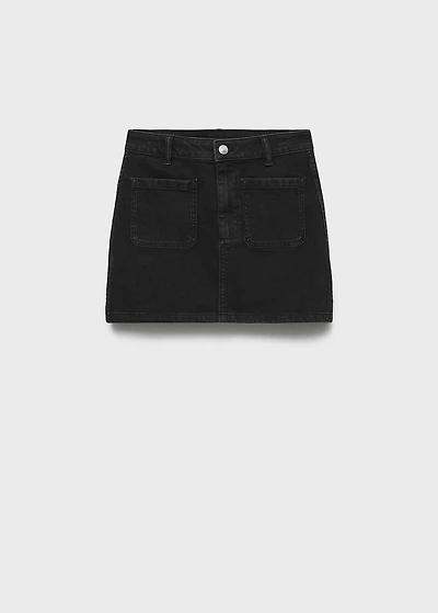 Denim mini-skirt with pockets