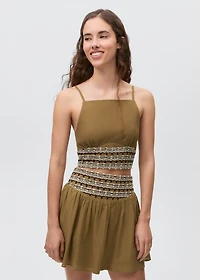 Cotton linen-blend top