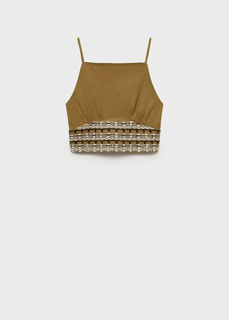 Cotton linen-blend top