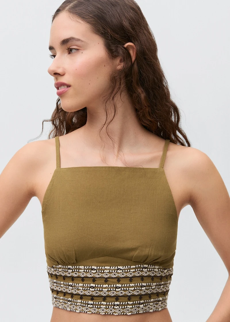 Cotton linen-blend top