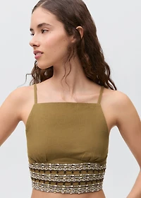 Cotton linen-blend top