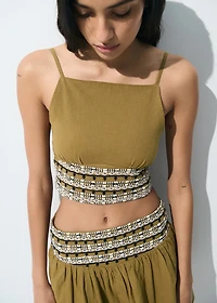 Cotton linen-blend top