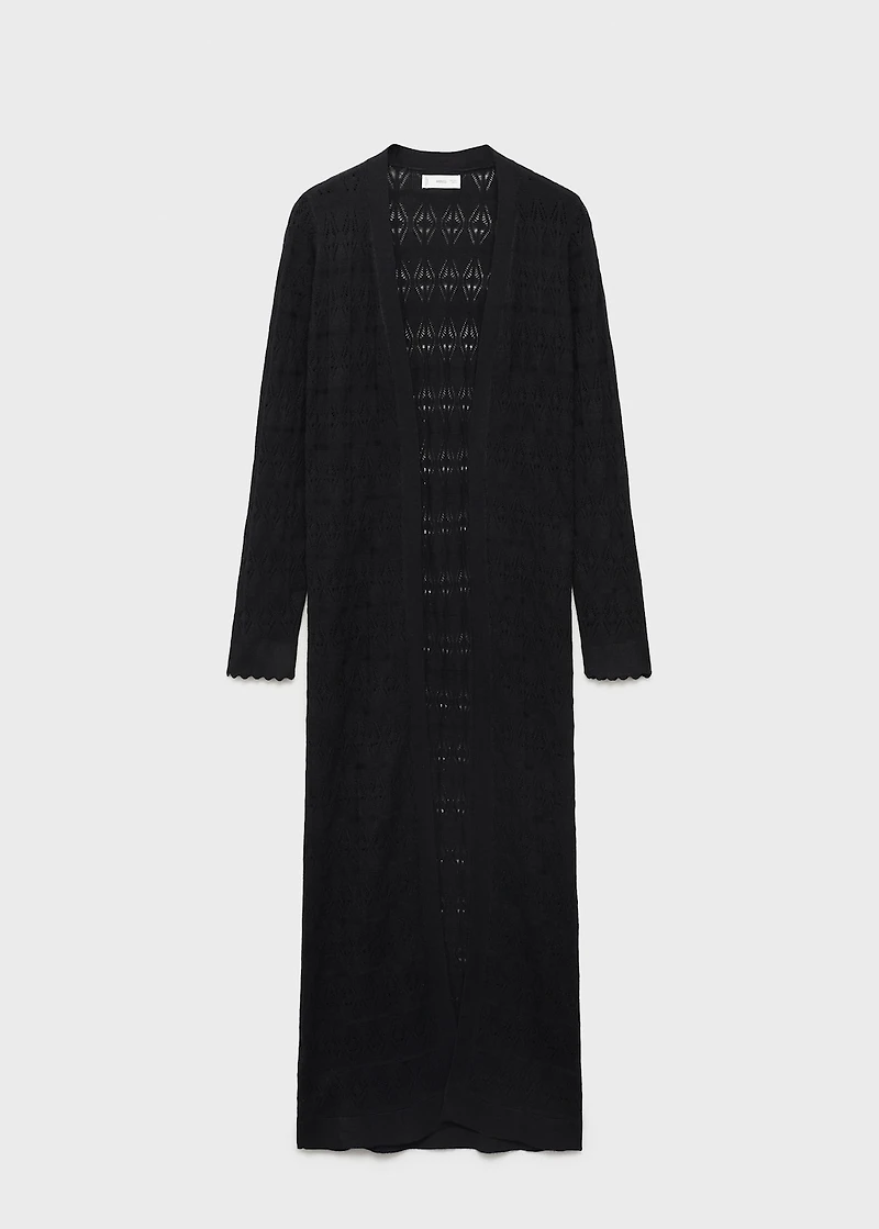 Long knitted cardigan with lace accents