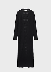 Long knitted cardigan with lace accents