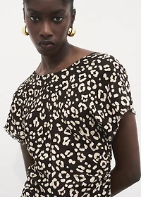 Animal-print dress with frayed edges