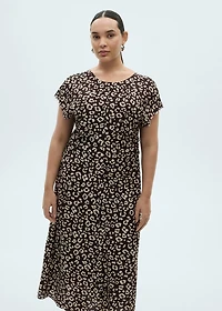 Animal-print dress with frayed edges