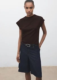 Short-sleeved fine-knit sweater