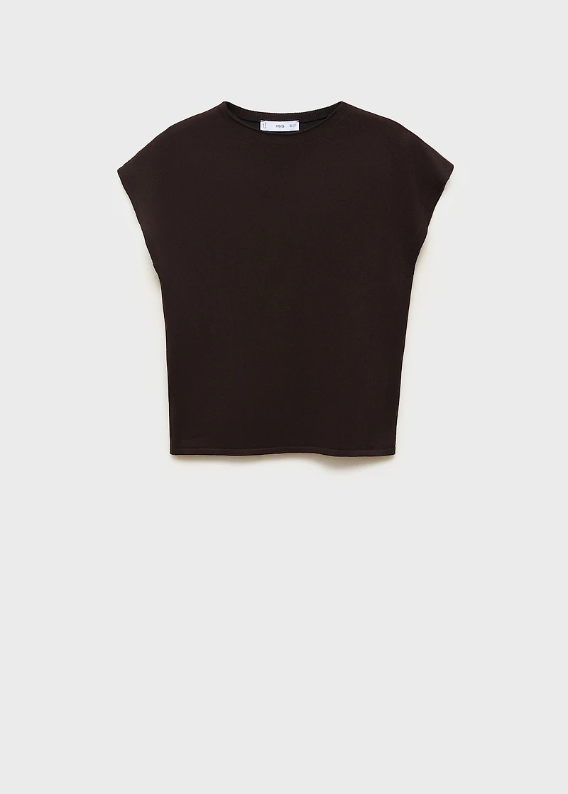Short-sleeved fine-knit sweater