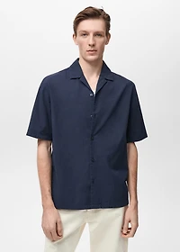 Textured shirt with bowling collar