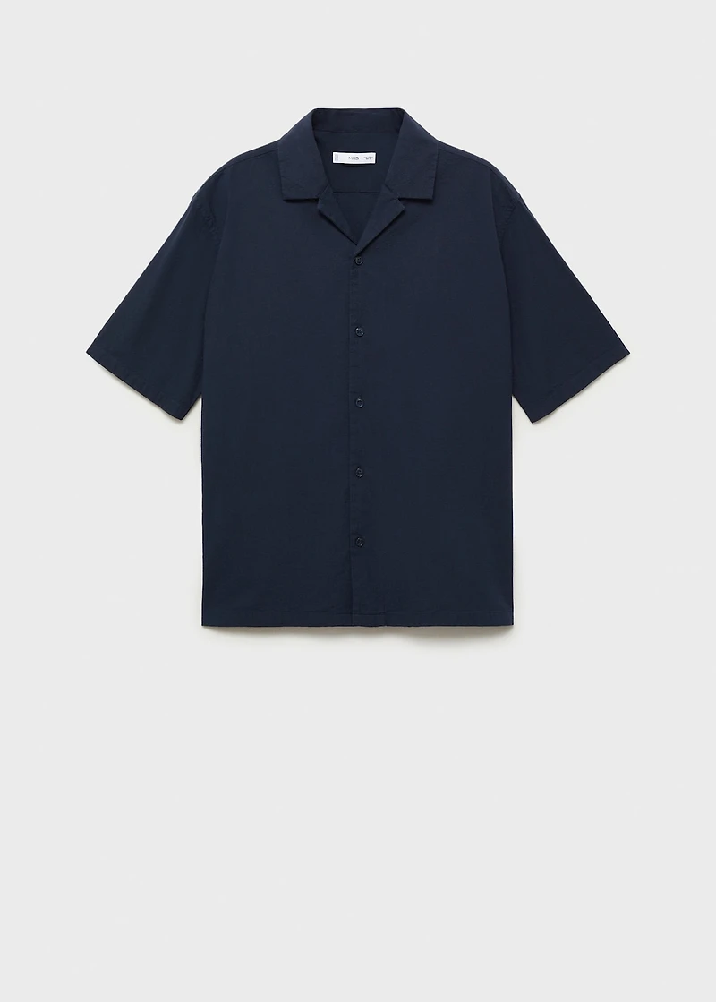 Textured shirt with bowling collar