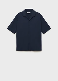 Textured shirt with bowling collar