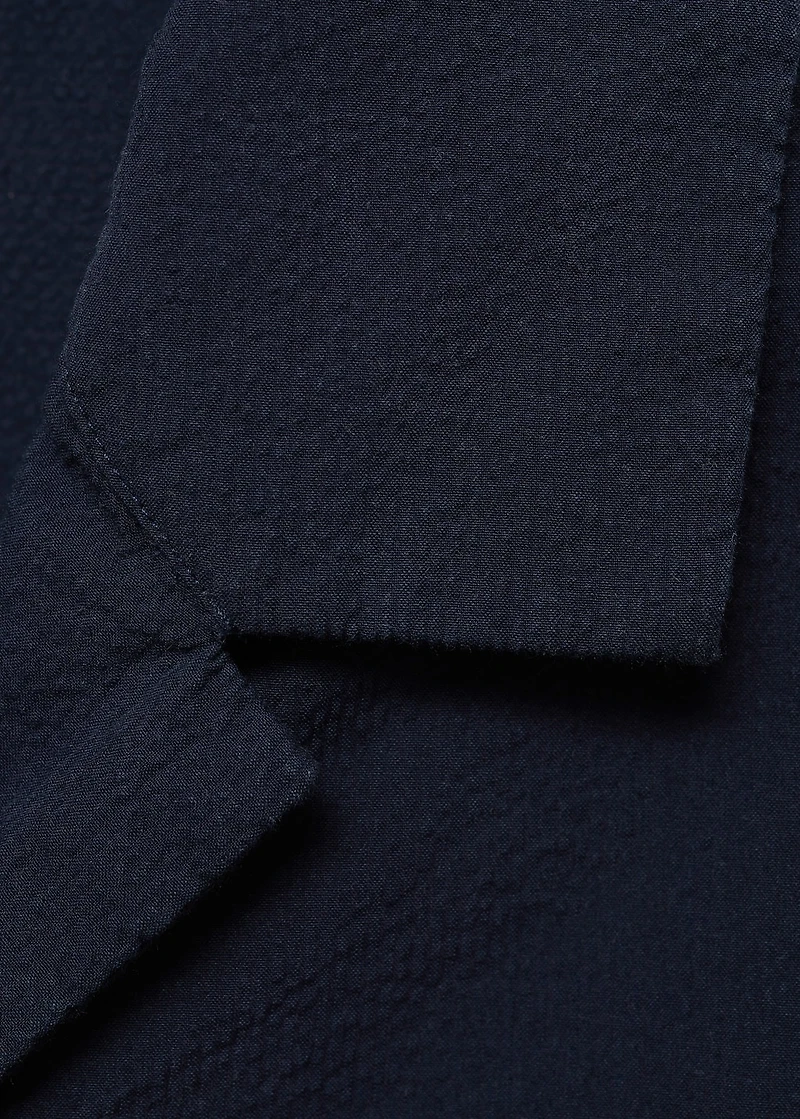 Textured shirt with bowling collar