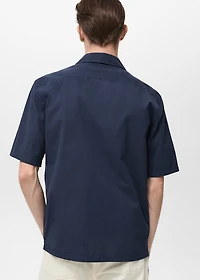 Textured shirt with bowling collar