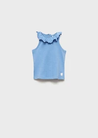 Ruffle-neck cotton t-shirt