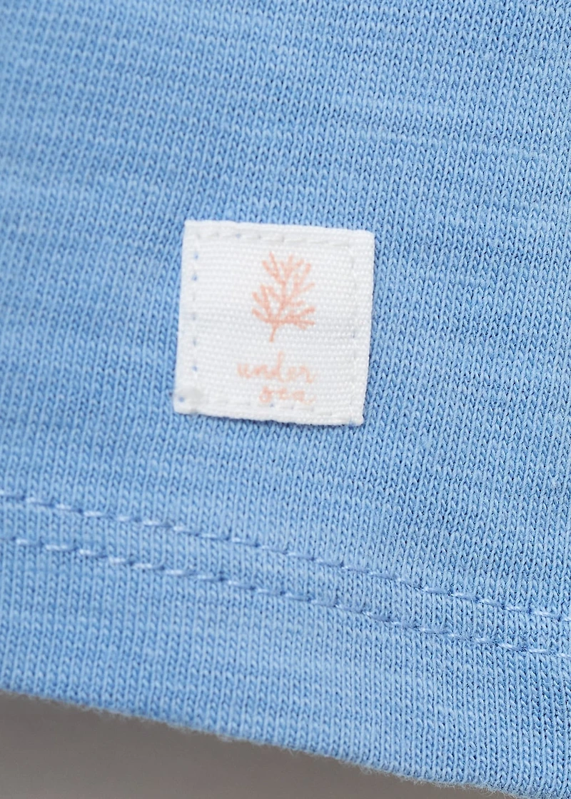 Ruffle-neck cotton t-shirt