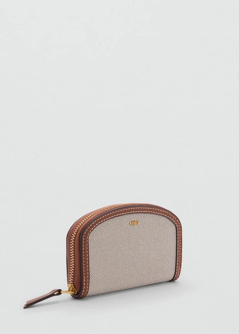 Contrasting canvas oval wallet