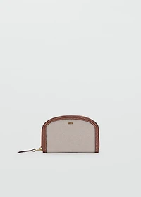 Contrasting canvas oval wallet