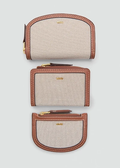 Contrasting canvas oval wallet