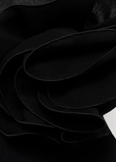 Draped halter-neck dress with flower motif