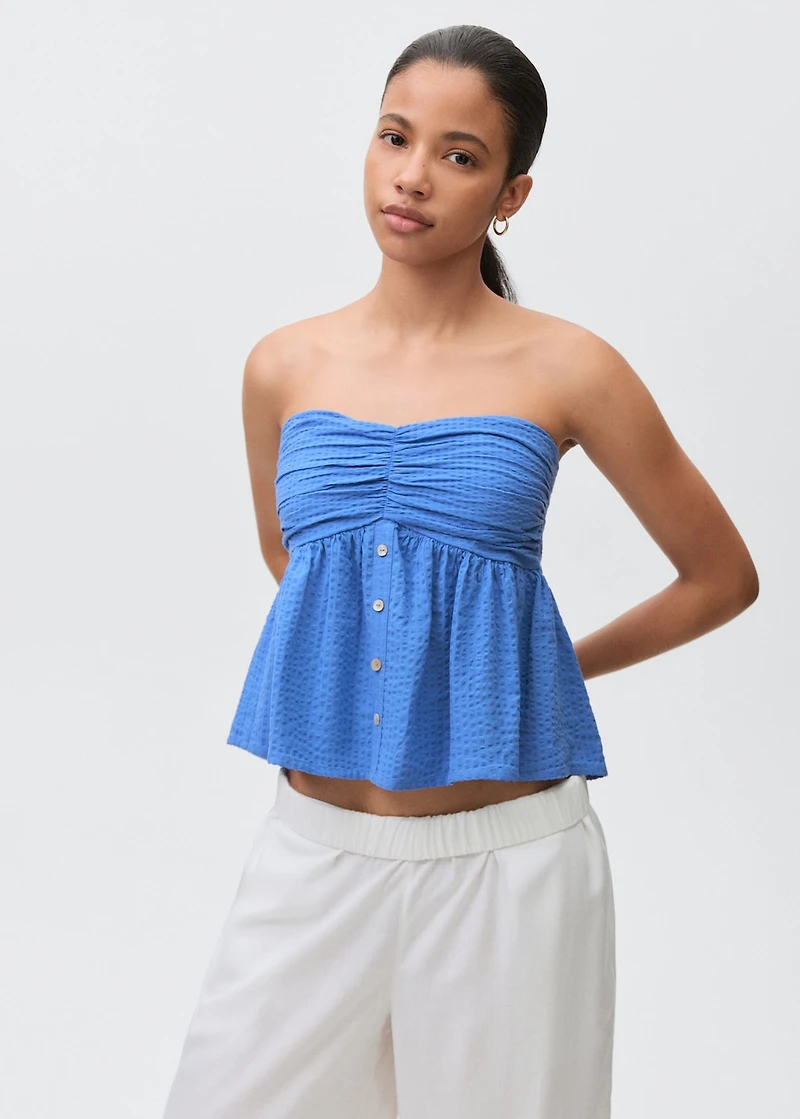 Ruched strapless top