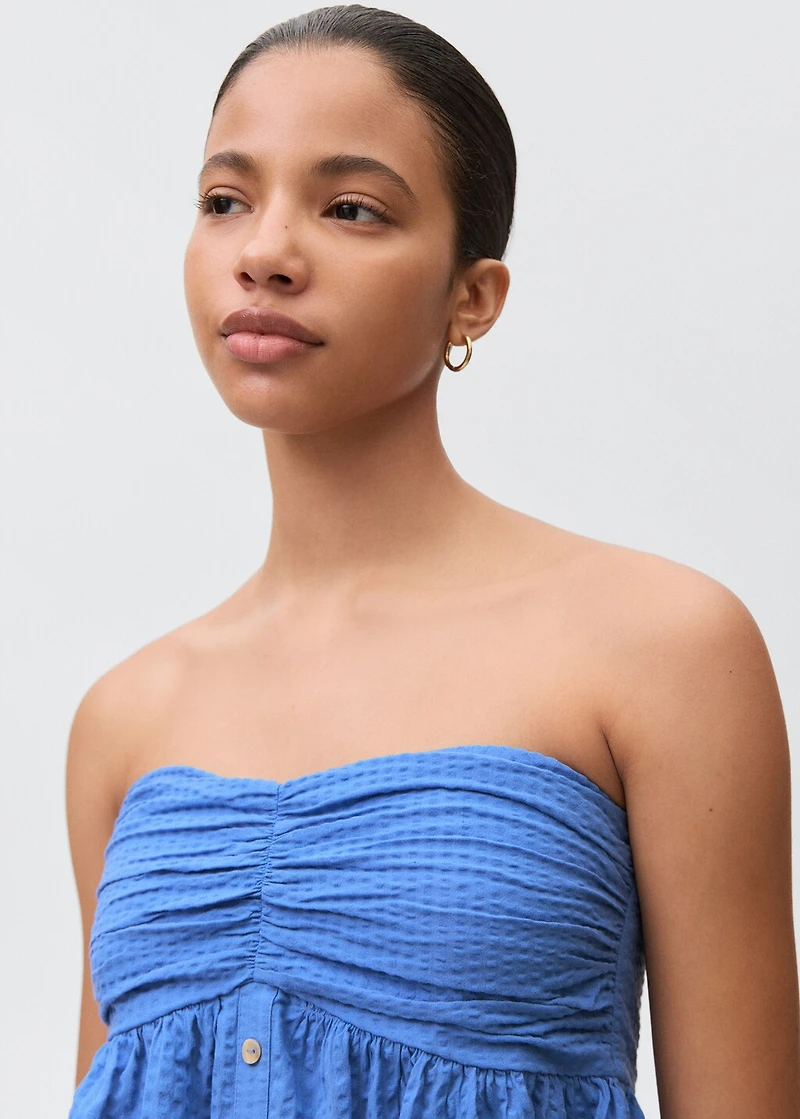Ruched strapless top
