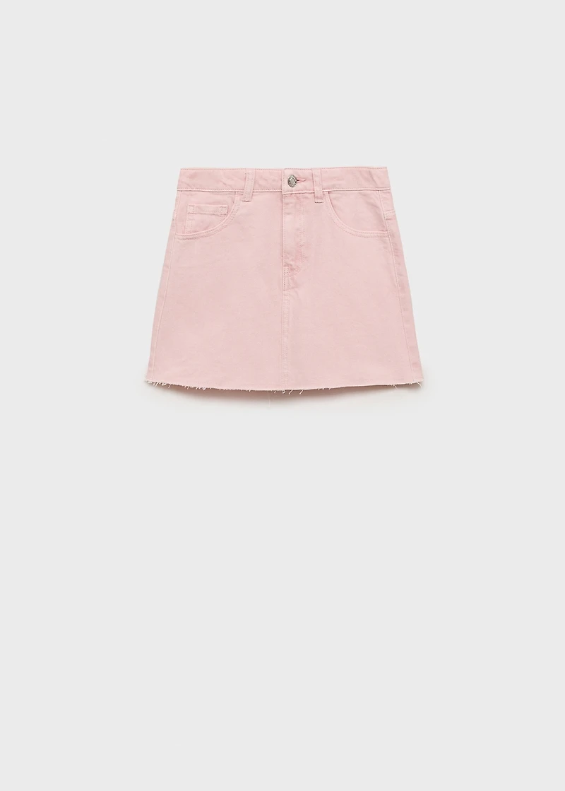 Denim skirt with frayed hem