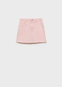 Denim skirt with frayed hem