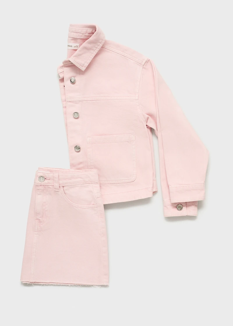 Denim skirt with frayed hem