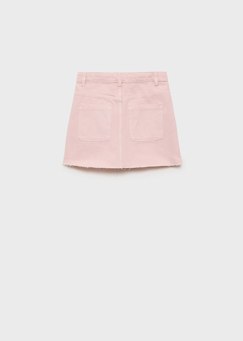 Denim skirt with frayed hem