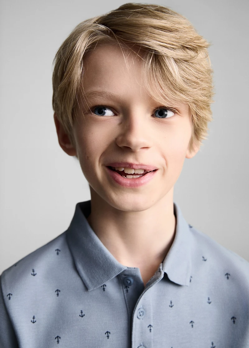 Printed cotton polo shirt