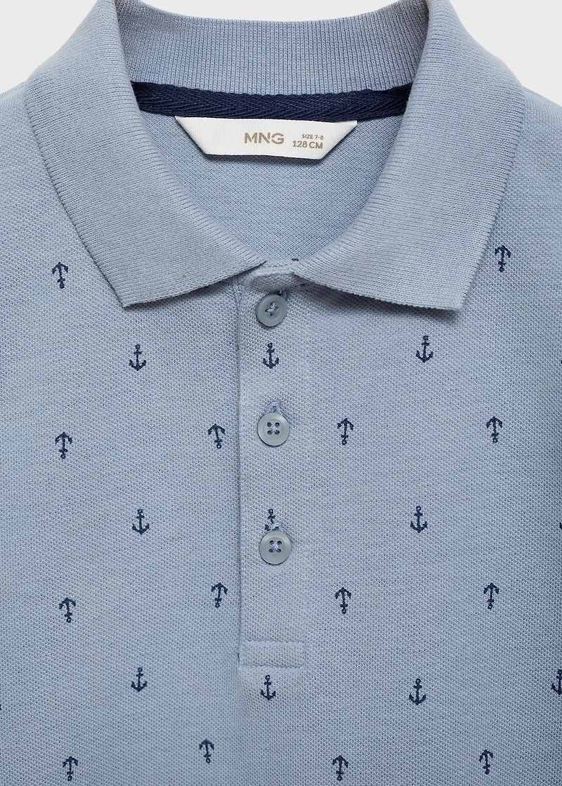 Printed cotton polo shirt