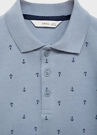Printed cotton polo shirt