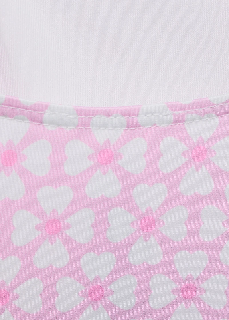 Printed swimsuit with ruffled straps