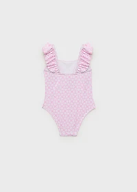 Printed swimsuit with ruffled straps