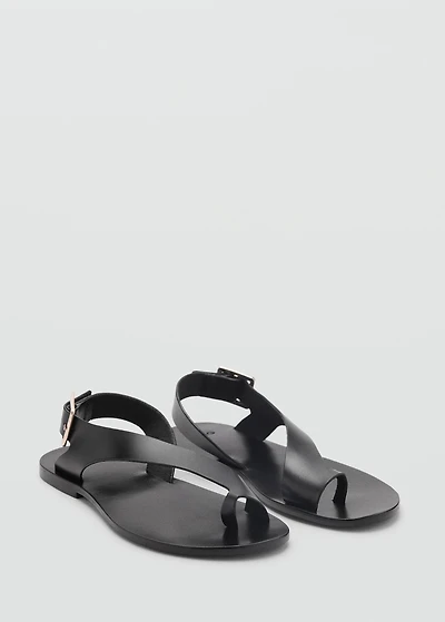 Leather sandals with cross strap