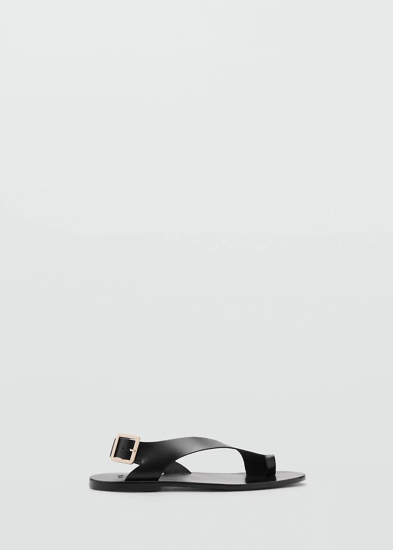 Leather sandals with cross strap