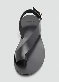 Leather sandals with cross strap