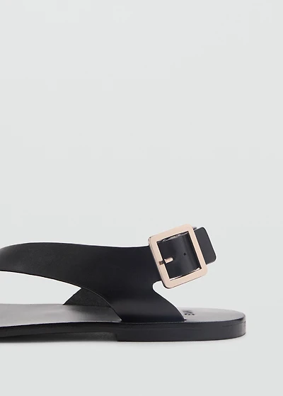 Leather sandals with cross strap