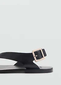 Leather sandals with cross strap