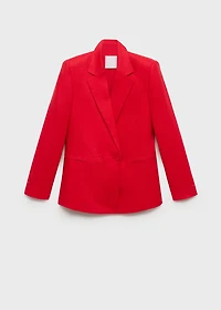 Double-breasted linen suit blazer