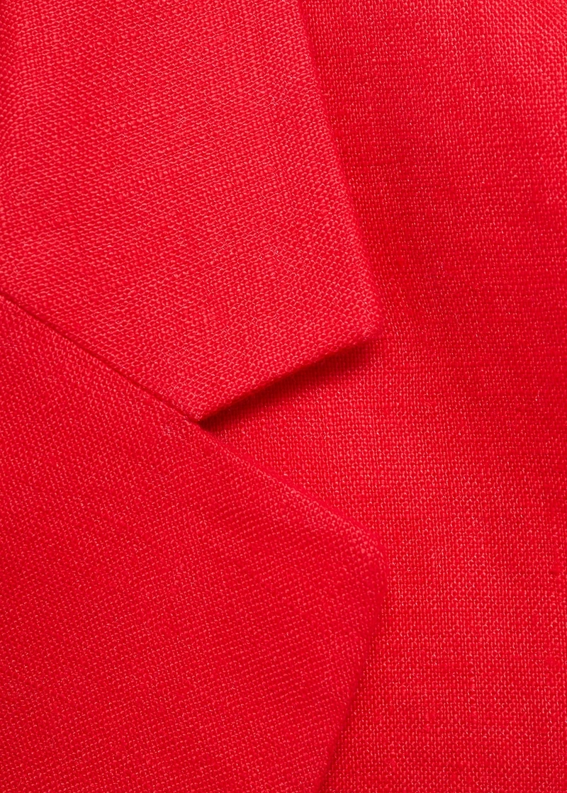 Double-breasted linen suit blazer