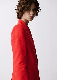 Double-breasted linen suit blazer