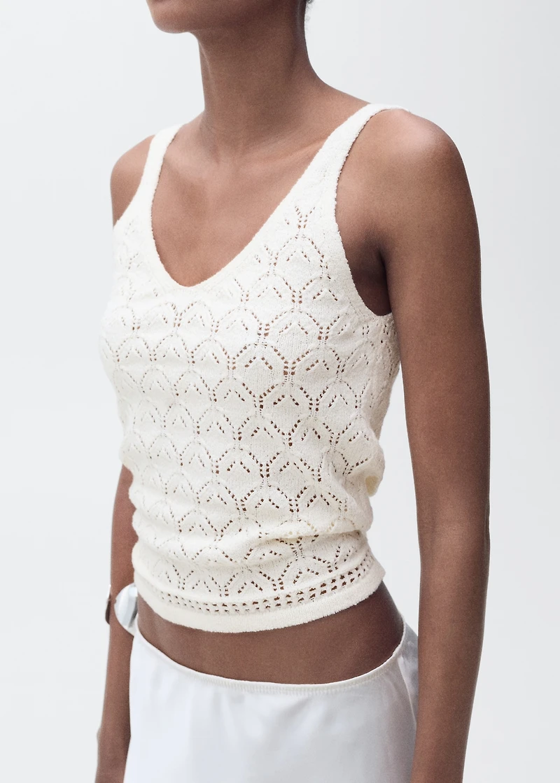 Knit top with lace accents