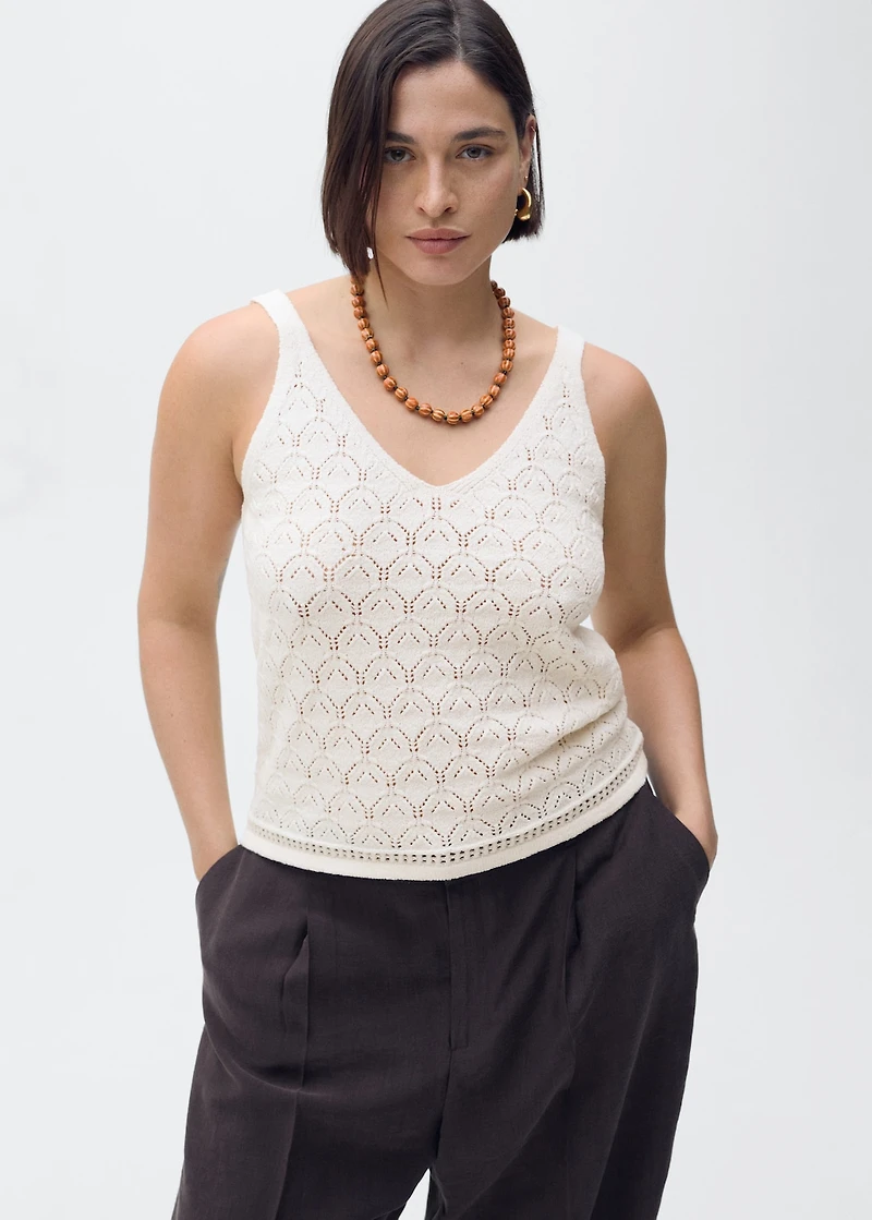 Knit top with lace accents