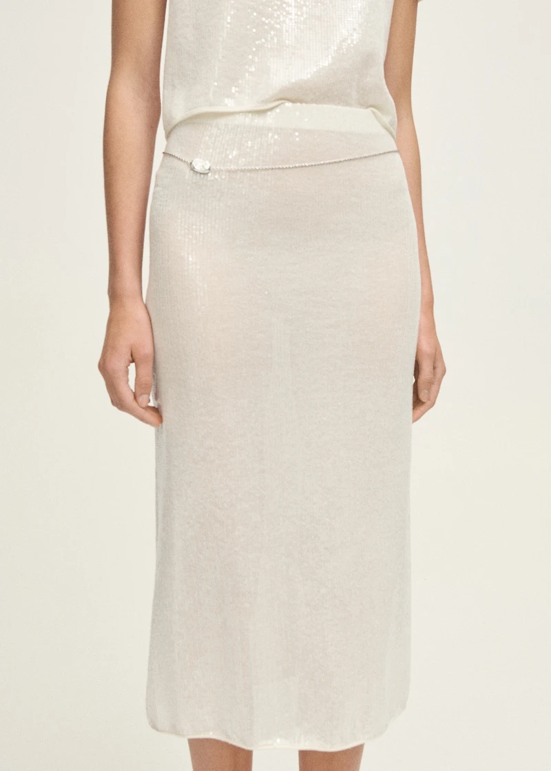 Knitted pencil skirt with sequins