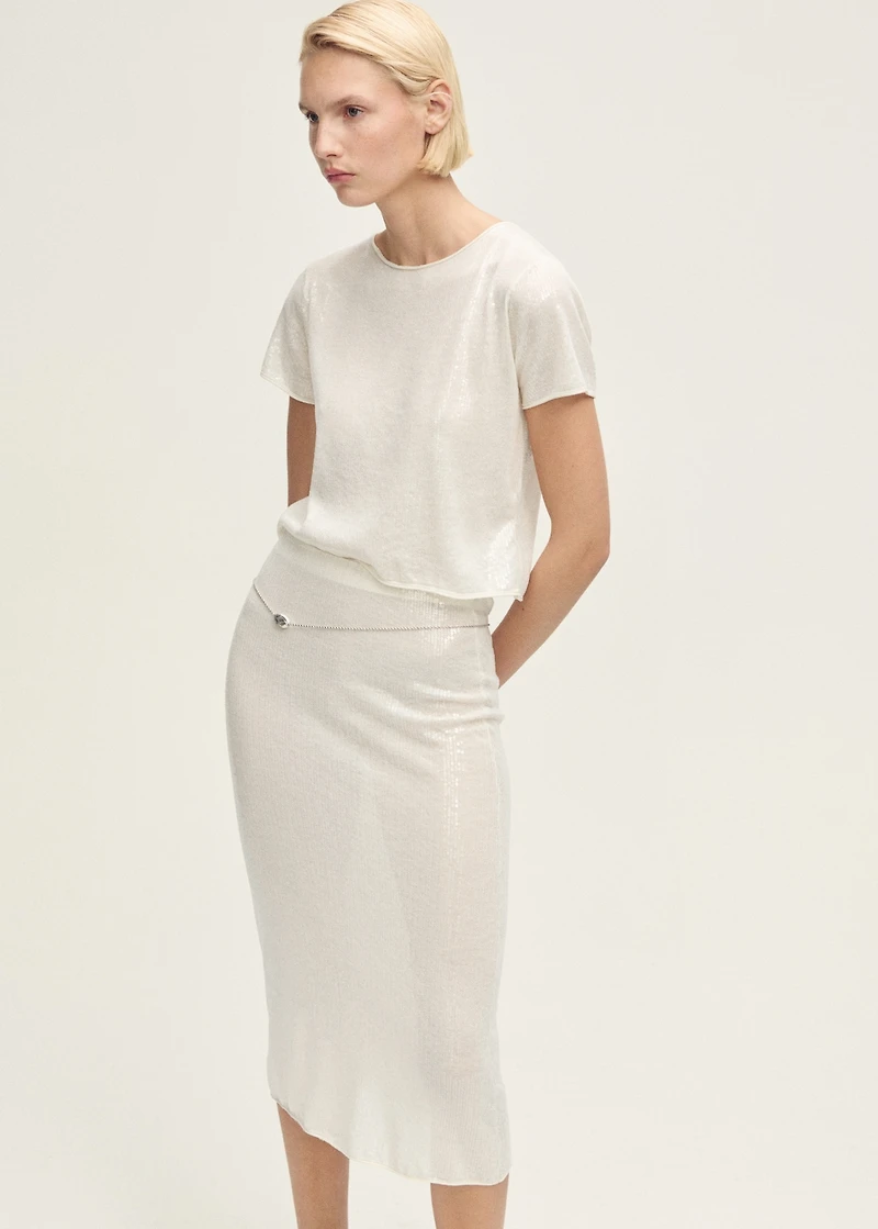 Knitted pencil skirt with sequins