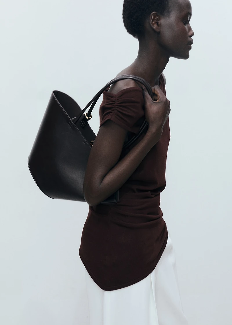 Asymmetrical fine-knit top