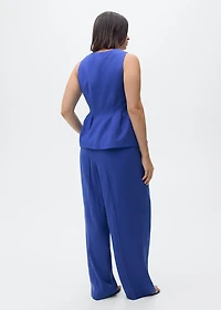 Wide-leg pleated suit pants