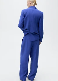 Wide-leg pleated suit pants