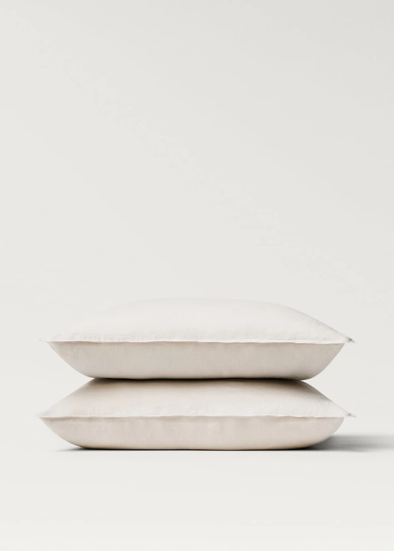 Two washed linen pillowcases 60x60 cm